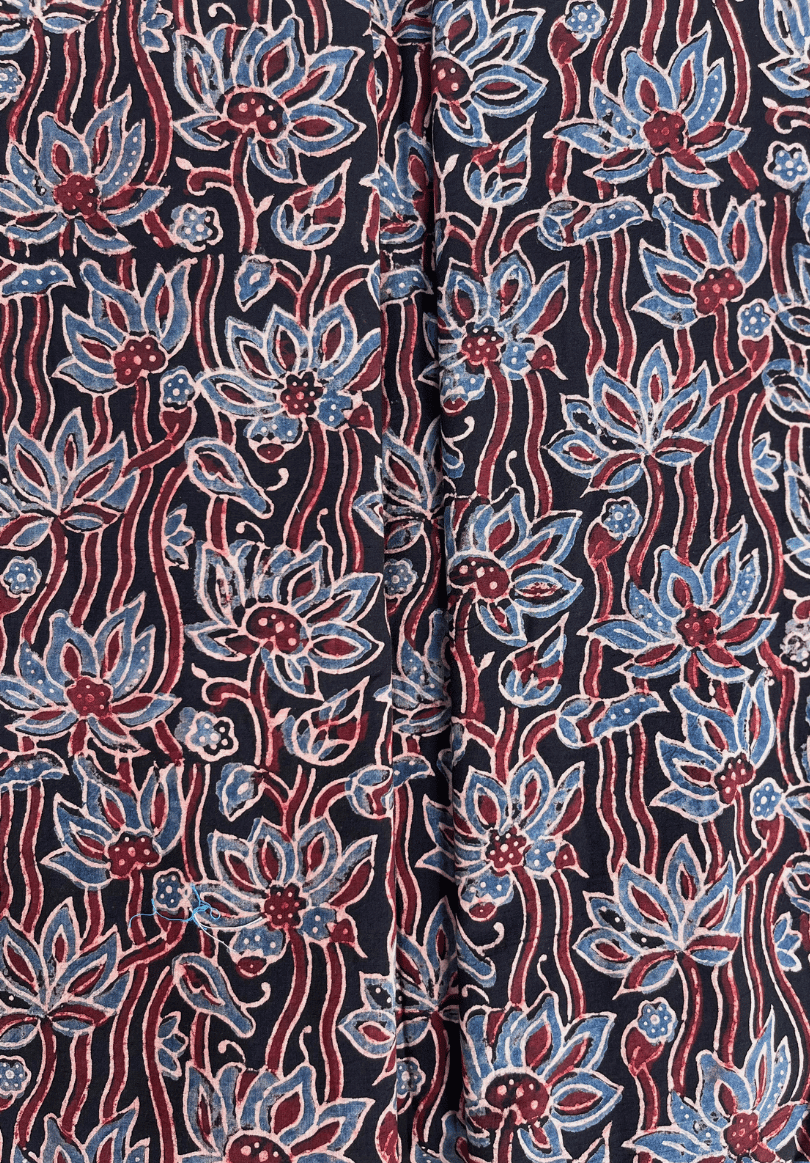 Handcrafted Ajrakh Cotton Fabric | Traditional Floral Block Print