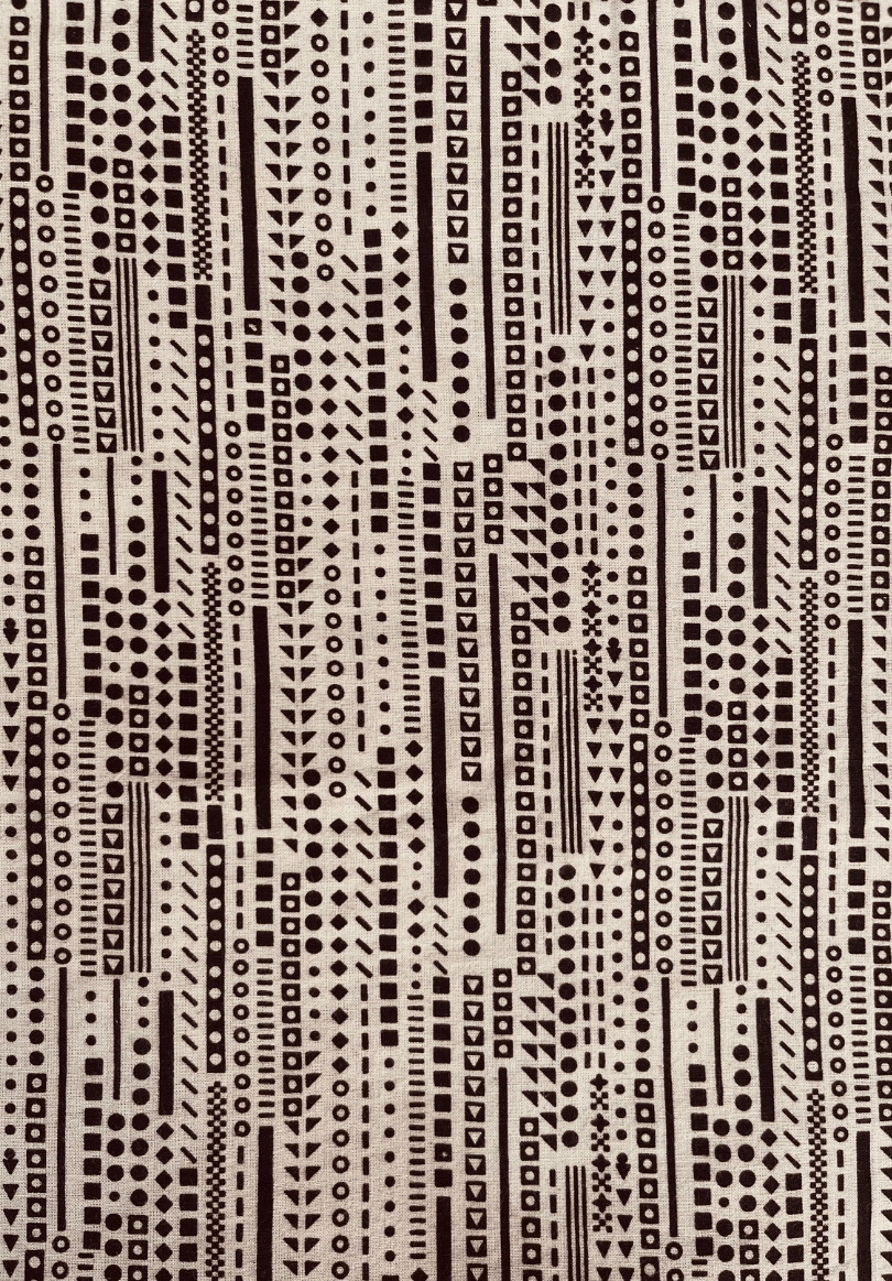 Handcrafted Tribal Block Print Cotton Fabric – Brown & Beige Ethnic Geometric Design