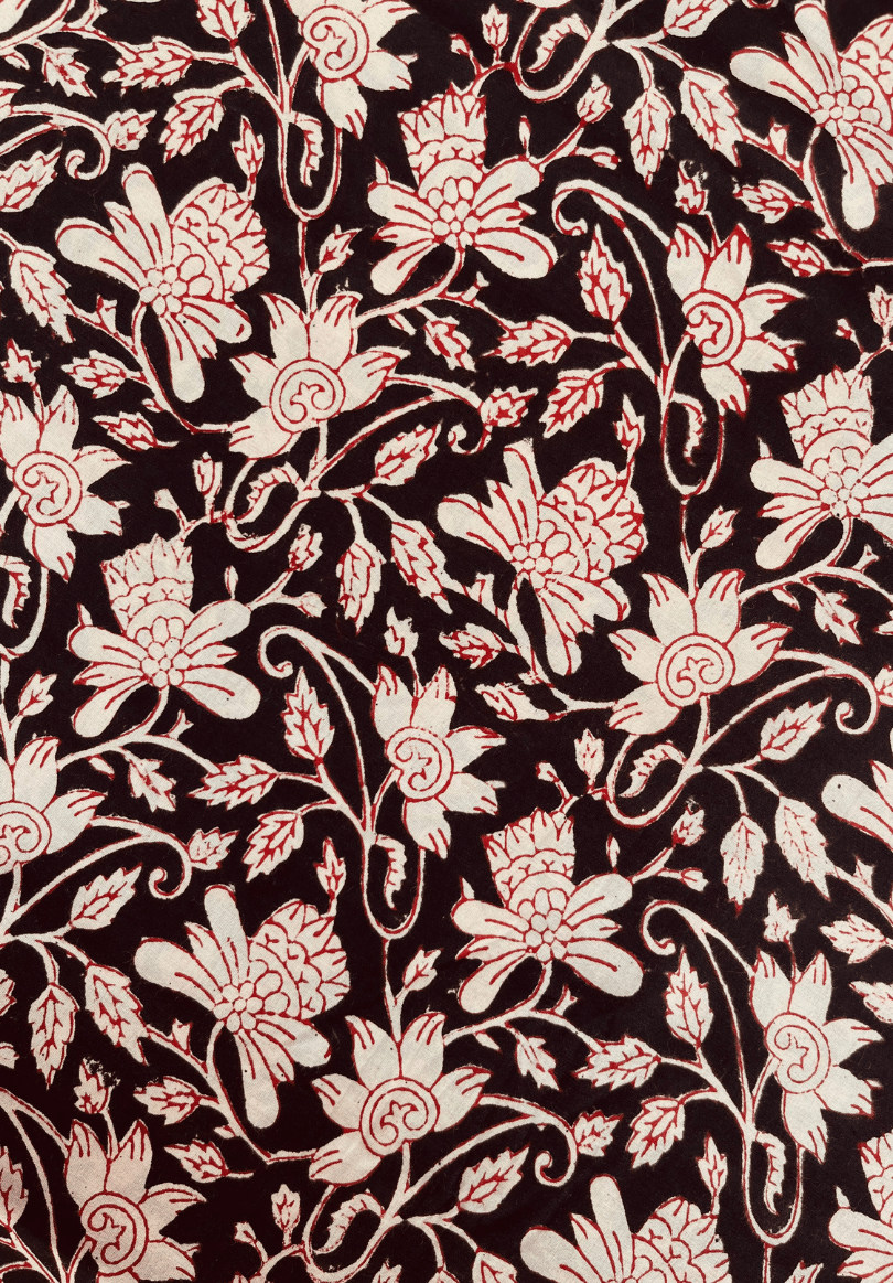 Traditional Indian Block Print Fabric – Floral Vine Pattern