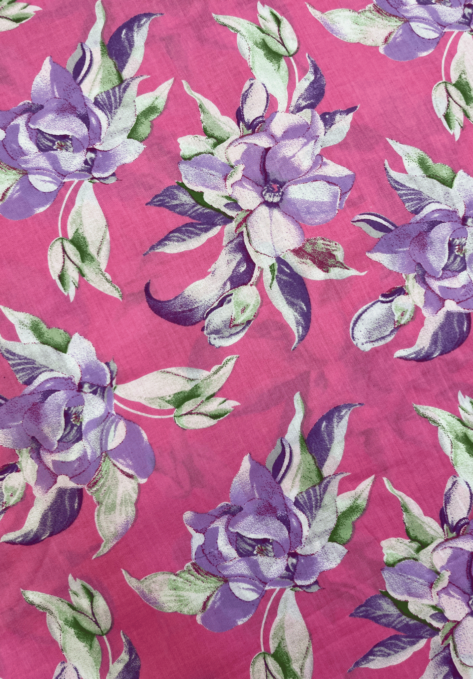 Floral Bloom Print with Pink & Purple Elegance screen print pure cotton