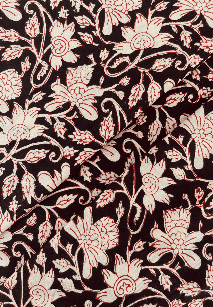 Traditional Indian Block Print Fabric – Floral Vine Pattern
