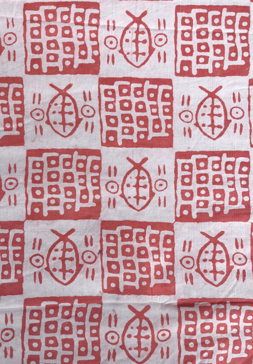 Light Pink Natural Dyed Dabu Cotton Fabric | Earthy Tones & Tribal Motifs