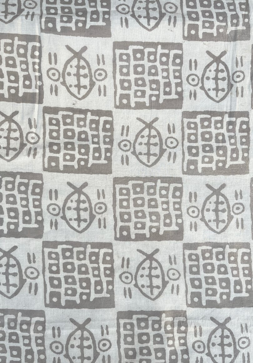 Ash Grey Dabu Cotton Fabric | Traditional Indian Hand-Printed Fabric