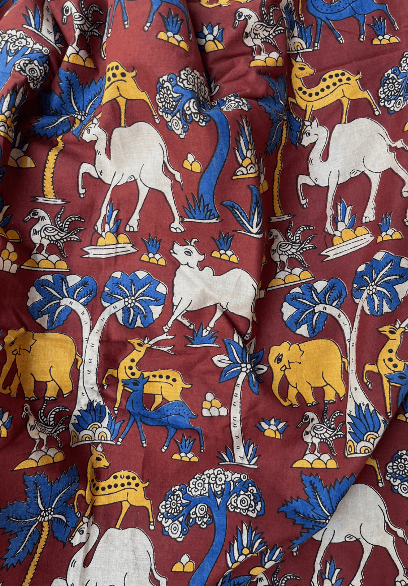 Wildlife Jungle Vanaspati Print Cotton Fabric