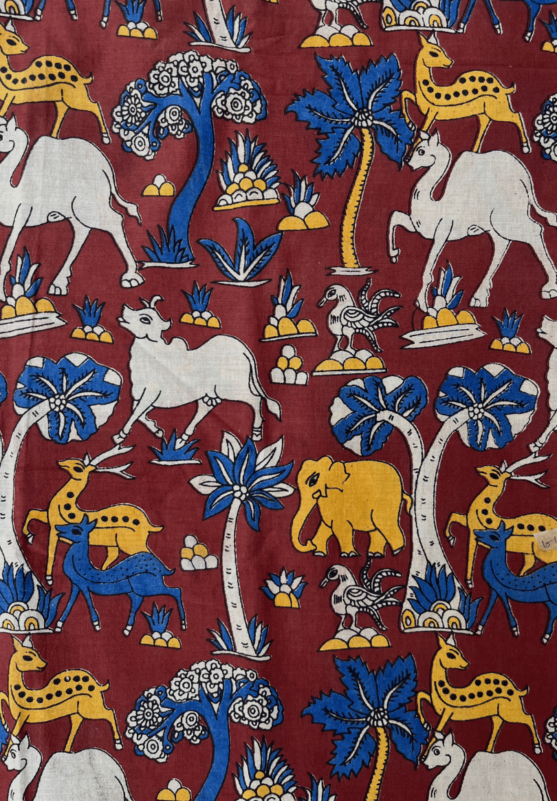 Wildlife Jungle Vanaspati Print Cotton Fabric