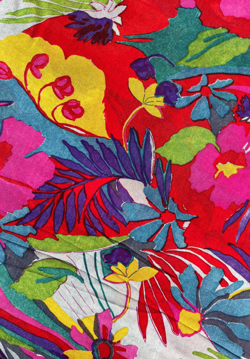 Colorburst Botanical Print on Flowing Georgette Material