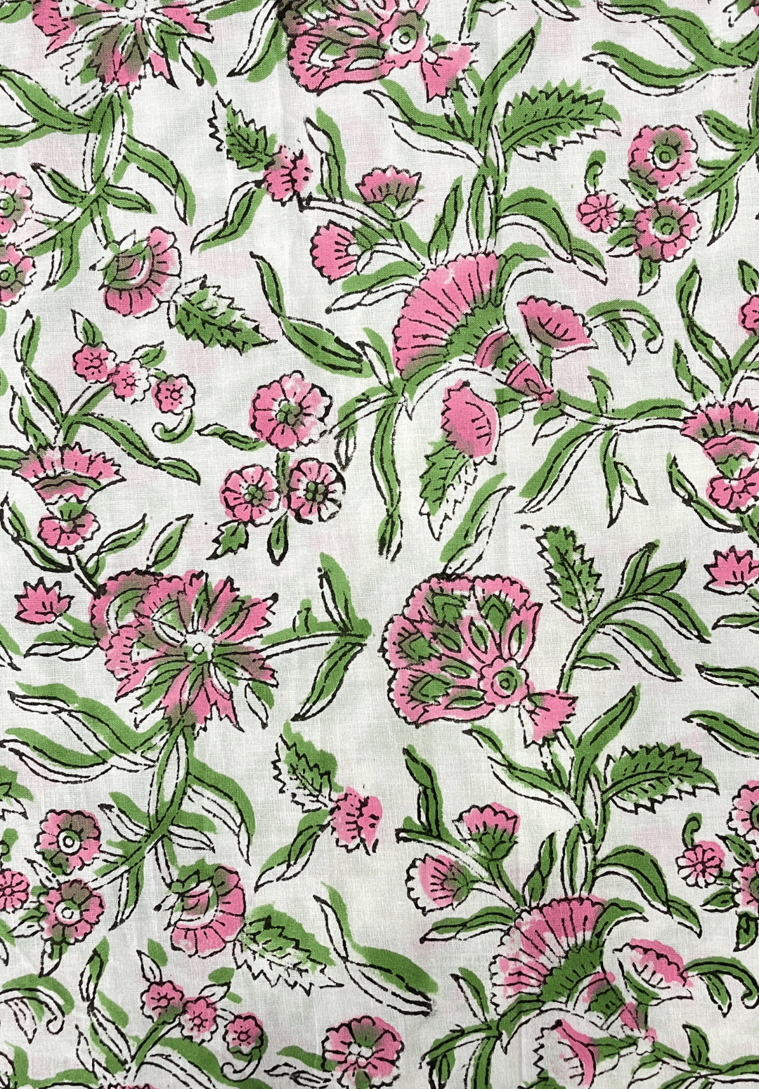 Handmade Block Print Cotton Fabric – Elegant Floral Motif