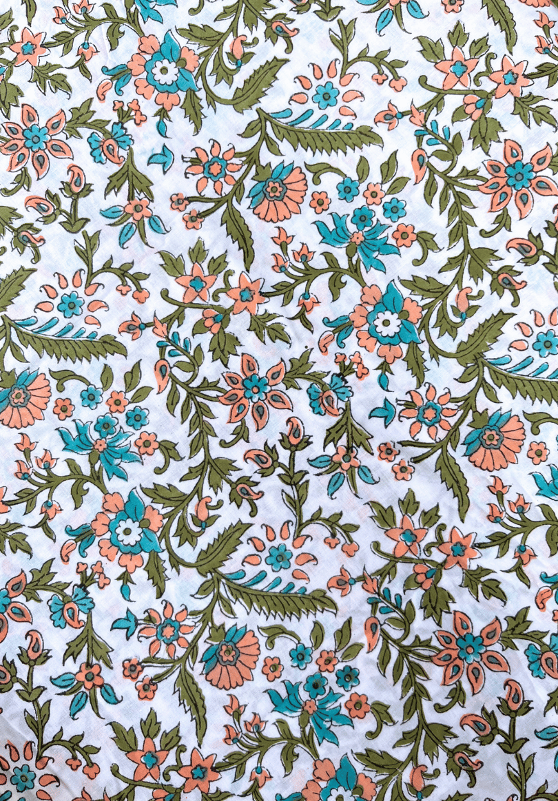 Spring Harmony with Pastel Botanical Hand Block Design