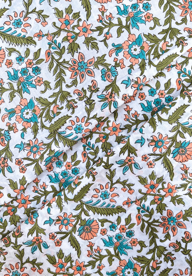 Spring Harmony with Pastel Botanical Hand Block Design