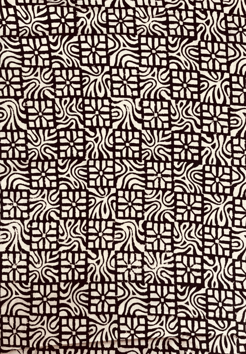 Handcrafted Black & White Block Print Cotton Fabric