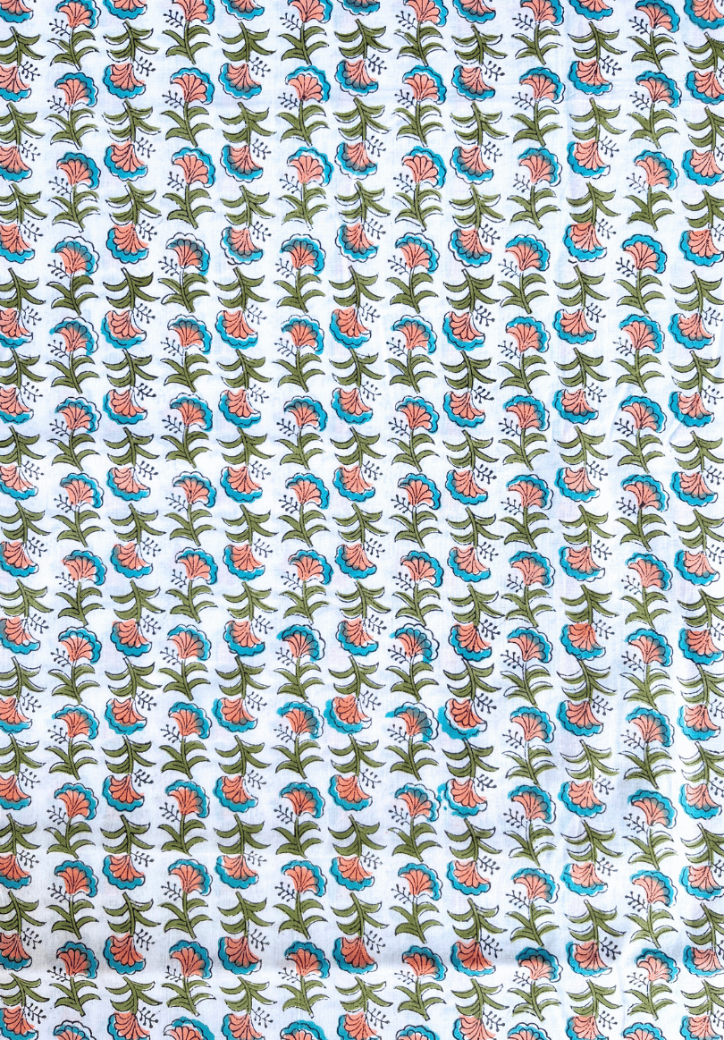 Blossom Breeze with Delicate Orange & Green Floral Print