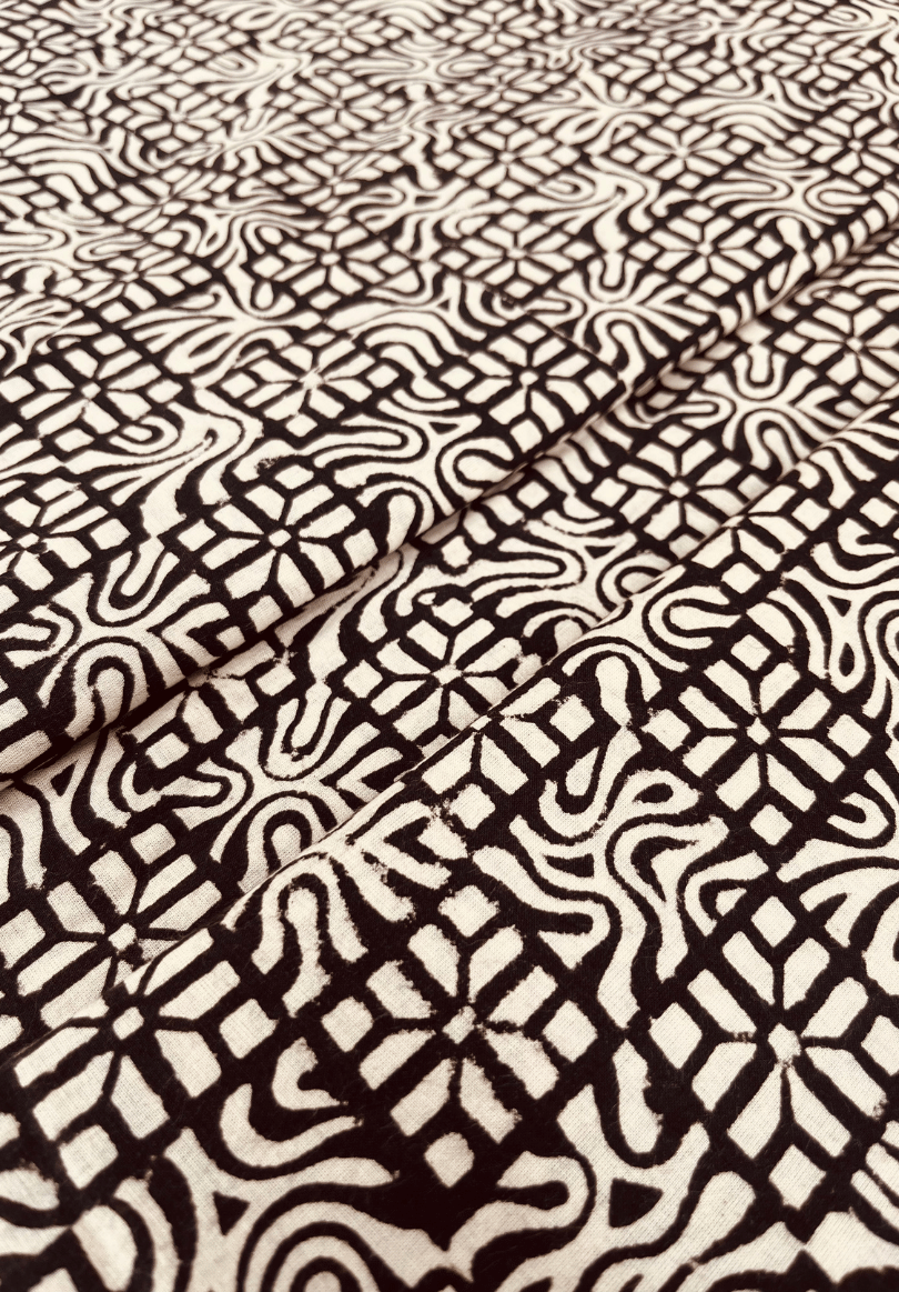 Handcrafted Black & White Block Print Cotton Fabric
