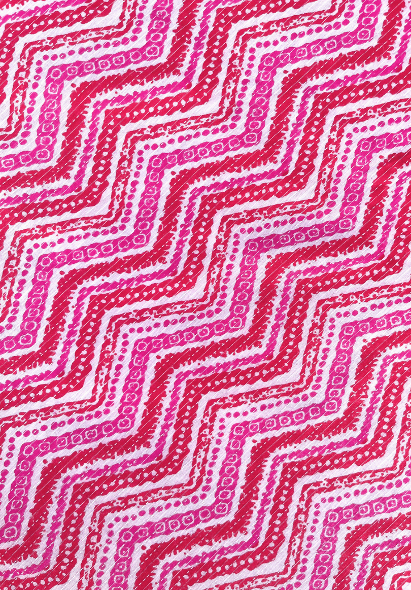 Pink Zigzag Kantha Screen Print Pure Cotton Fabric