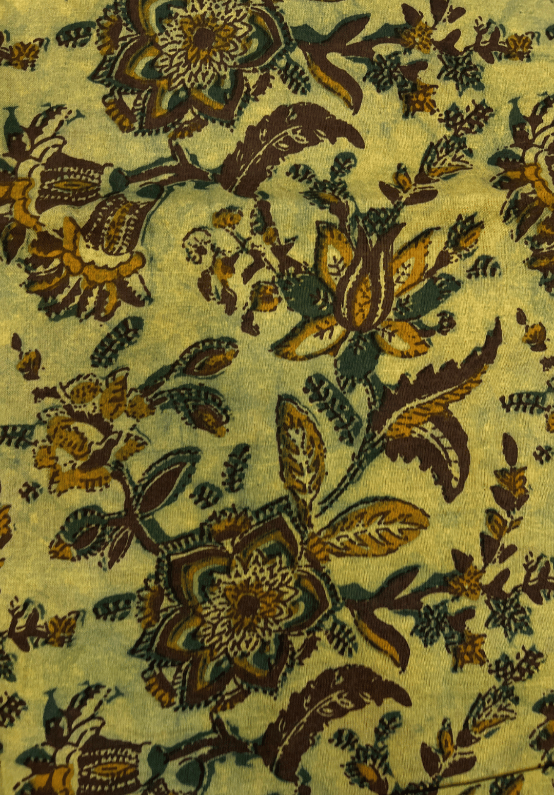 Vanaspati Printed Cotton Fabric with Floral & Leaf Motif Textile