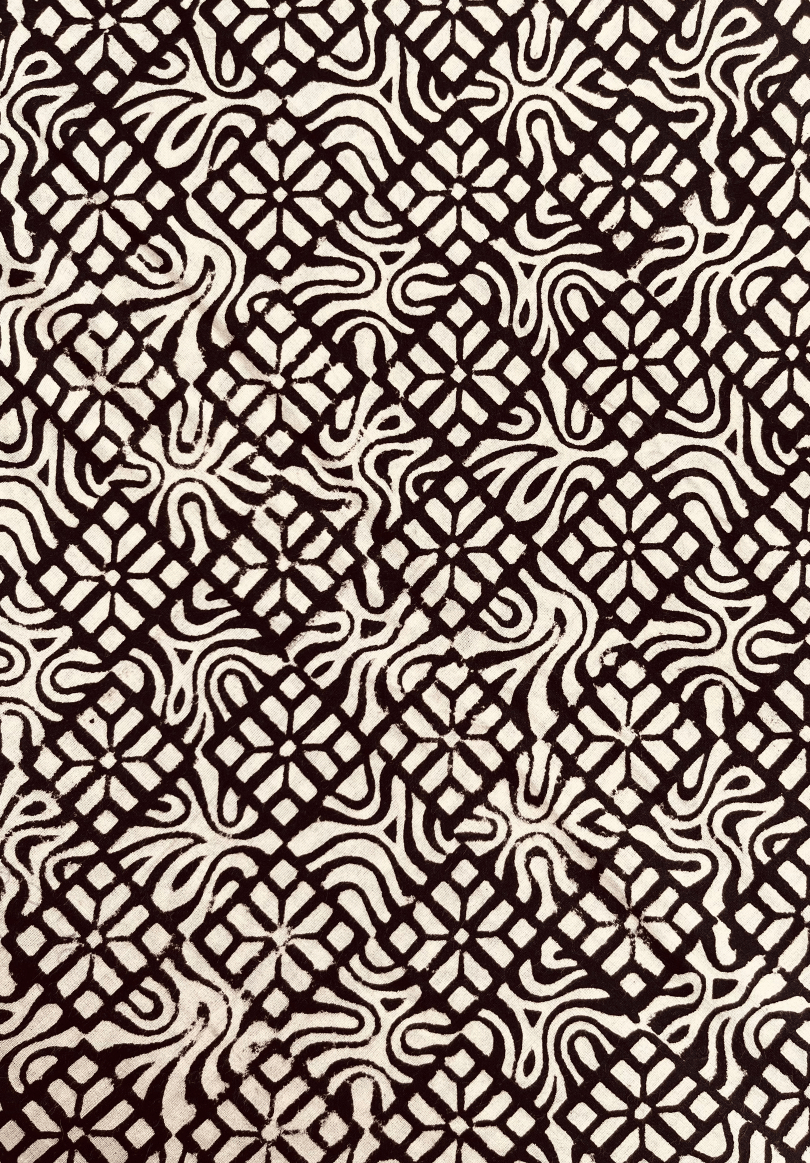 Artisan Cotton Fabric with Floral & Wave Pattern – Vintage Ethnic Style