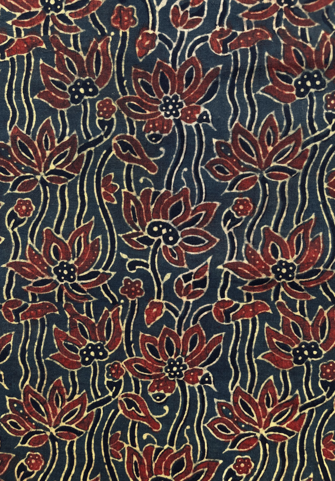 Handcrafted Ajrakh Cotton Fabric Traditional Natural Dye Block Print Textile