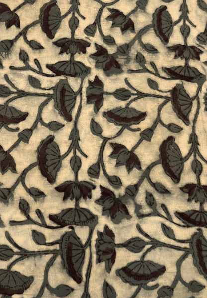 Abstract Lotus Vanaspati Cotton - Muted Gray Tones