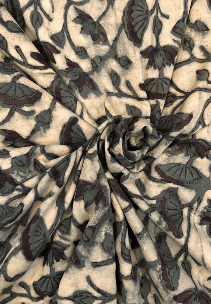 Abstract Lotus Vanaspati Cotton - Muted Gray Tones