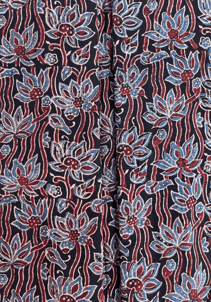 Handcrafted Ajrakh Cotton Fabric | Traditional Floral Block Print