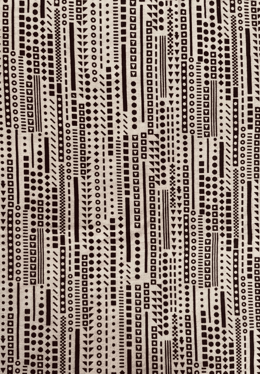 Handcrafted Tribal Block Print Cotton Fabric – Brown & Beige Ethnic Geometric Design