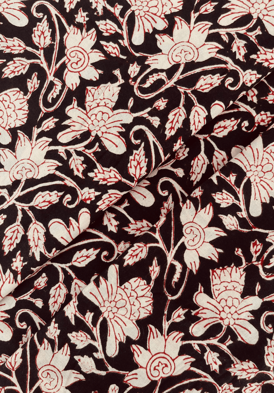 Traditional Indian Block Print Fabric – Floral Vine Pattern