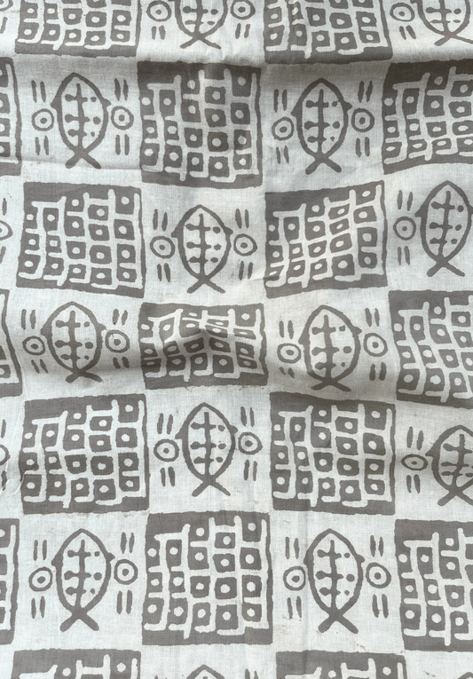 Ash Grey Dabu Cotton Fabric | Traditional Indian Hand-Printed Fabric