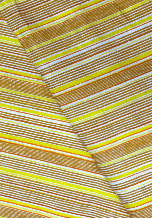 Mustard Yellow and Orange Diagonal Stripe Screen Print