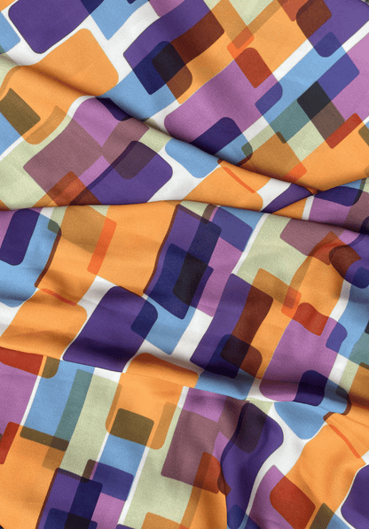 Retro Pop Geometry Digital Printed Crape Fabric