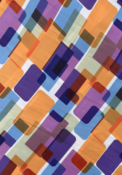 Retro Pop Geometry Digital Printed Crape Fabric