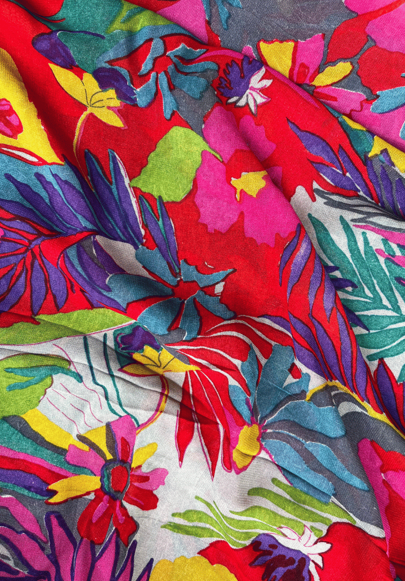 Colorburst Botanical Print on Flowing Georgette Material