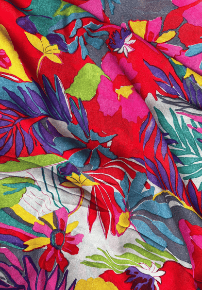 Colorburst Botanical Print on Flowing Georgette Material