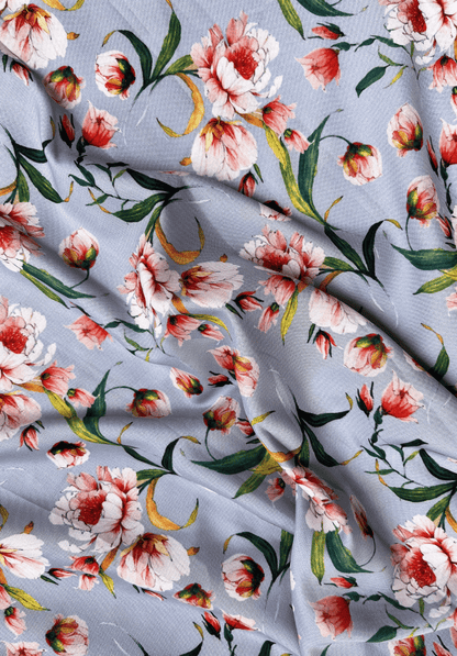 Peony Mist Rayon with Flowing Garden Blooms