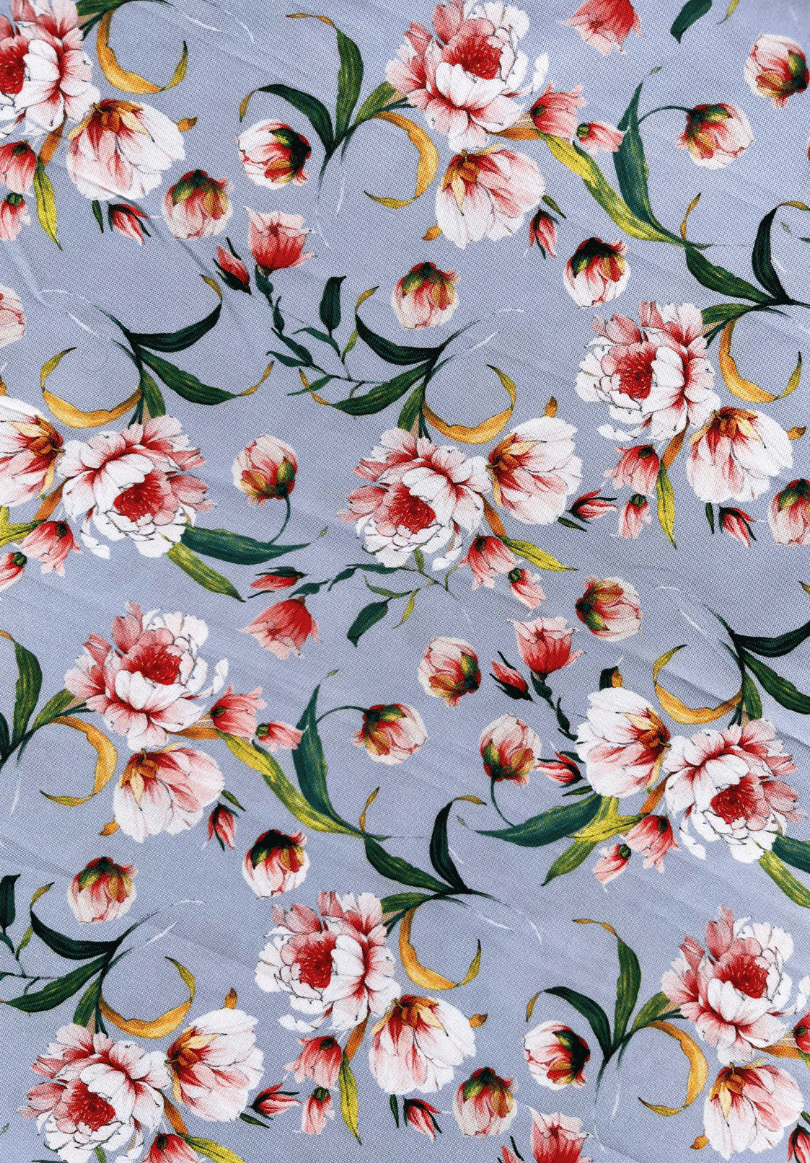 Peony Mist Rayon with Flowing Garden Blooms