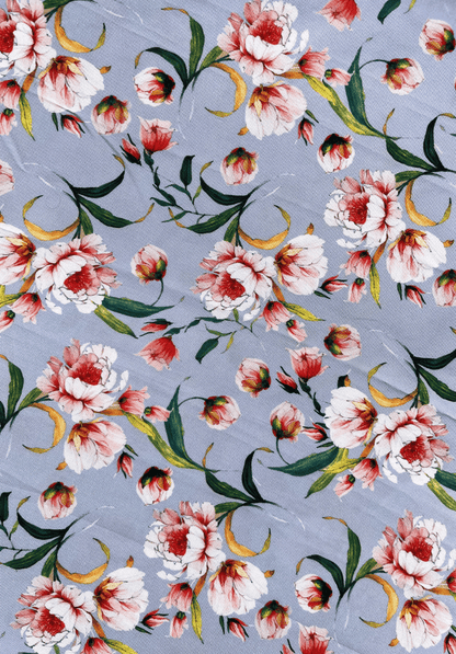 Peony Mist Rayon with Flowing Garden Blooms