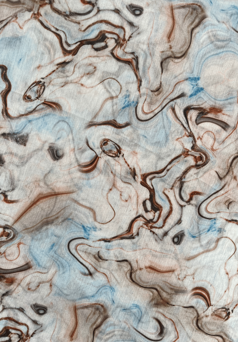 Swirl Print Georgette Fabric in Earth & Sky Hues