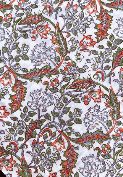 ntricate Garden Blooms with Multi-Color Floral Block Print