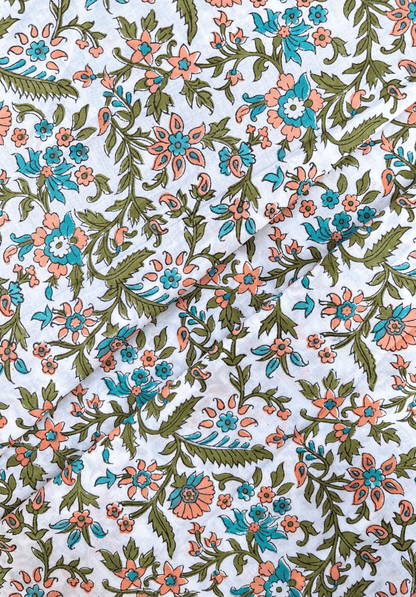 Spring Harmony with Pastel Botanical Hand Block Design