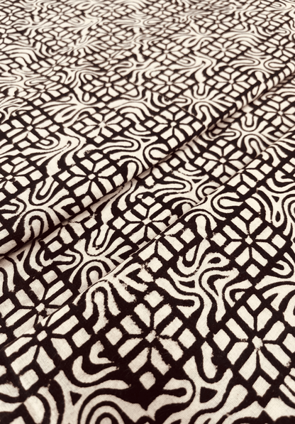Handcrafted Black & White Block Print Cotton Fabric