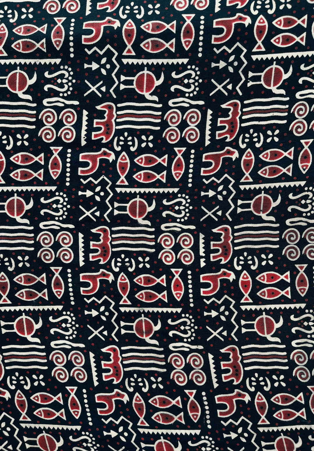 Ajrakh Printed Rayon Fabric | Ethnic Geometric & Tribal Motif