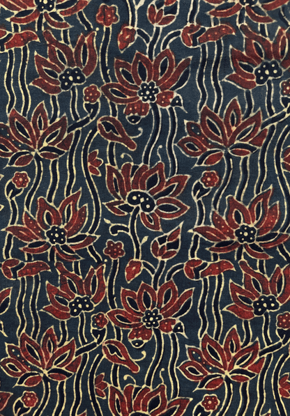 Handcrafted Ajrakh Cotton Fabric Traditional Natural Dye Block Print Textile